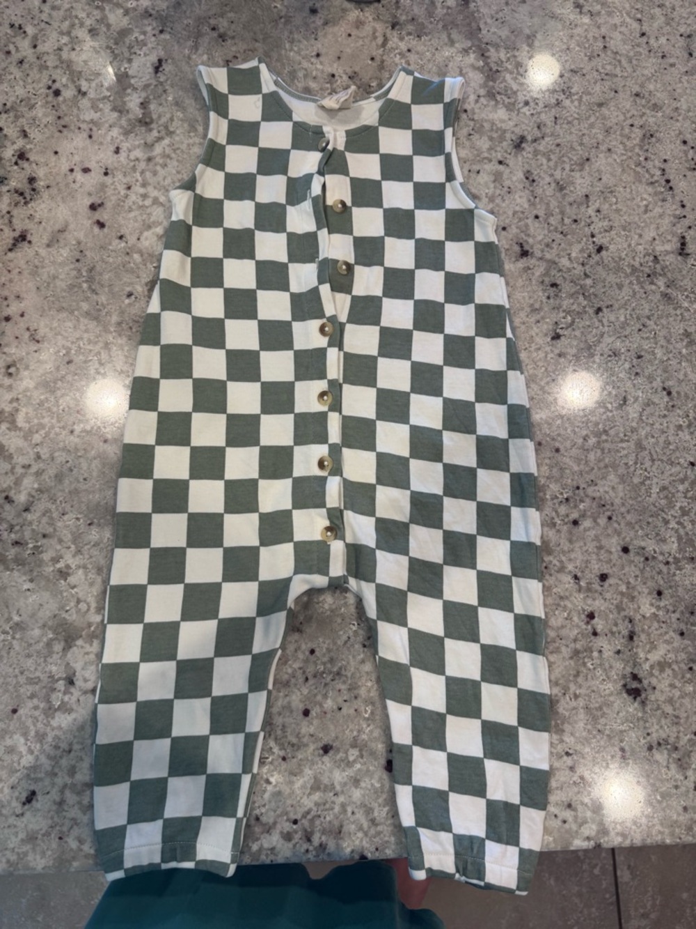 Green and White Checkerboard Kids One-Piece Bodysuit